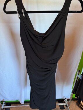 NWT Black Cowl Neck Ruched Bodycon Dress Size XS